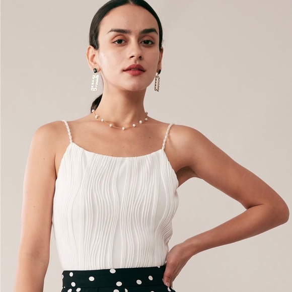 The Water Ripple Textured Pearl Straps Cami - Picture 1 of 5